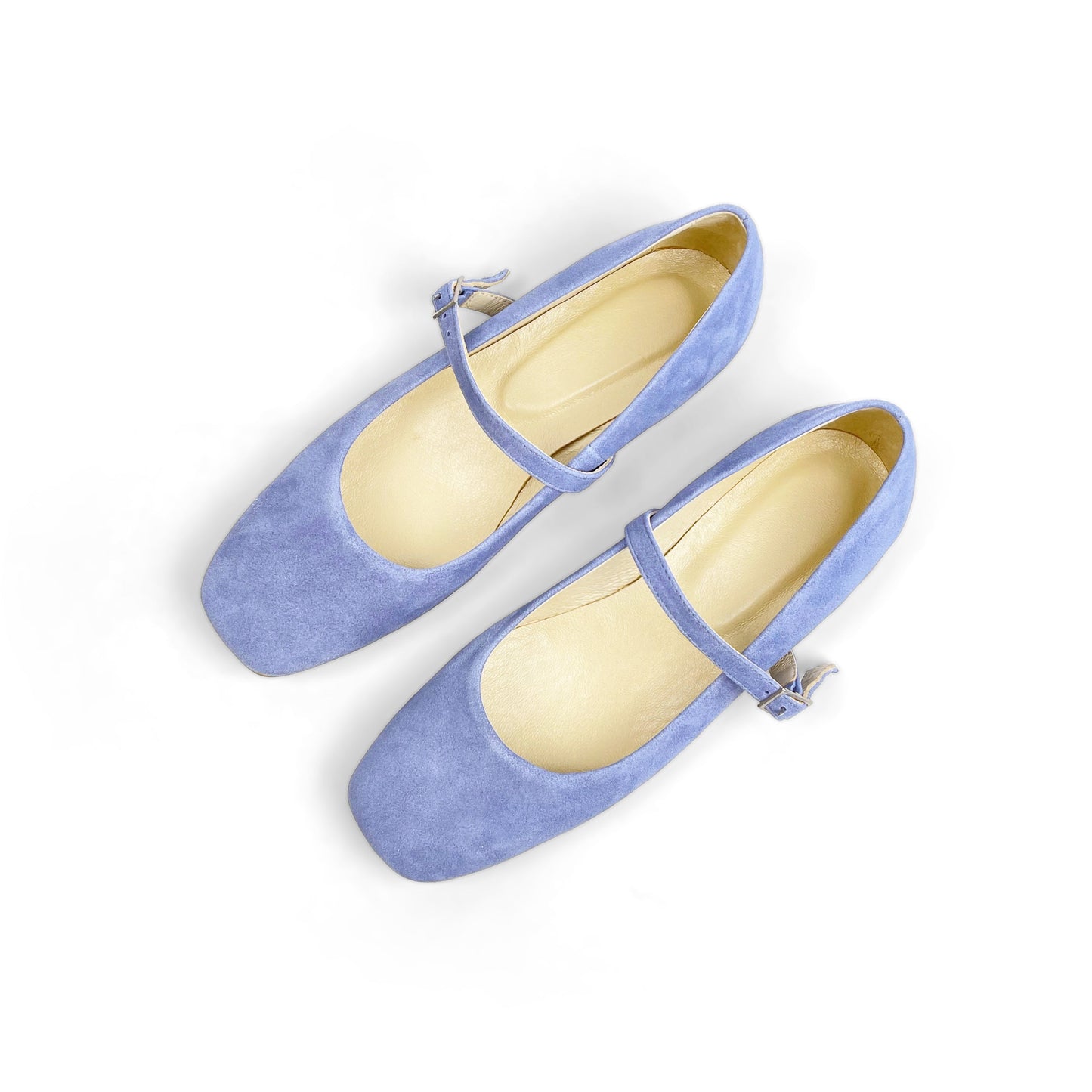 Mary Jane Ballet Flats Baby Blue Suede Arch Strap Free Personalized Material Color