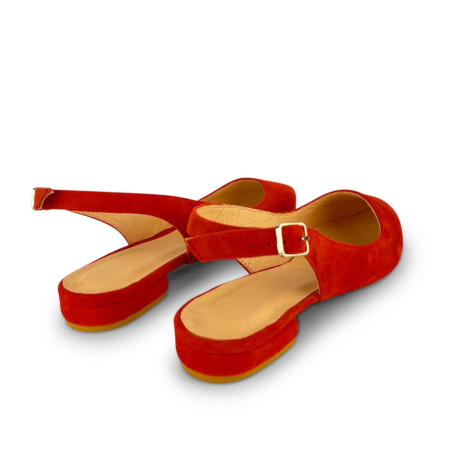 Pointy Slingback Flats Red Suede For Women