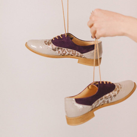 Three -Toned Oxfords Shoes Women Cheetah Print