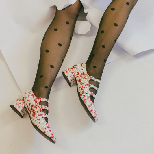Mary Jane Pumps Three Straps Low Leather Heels