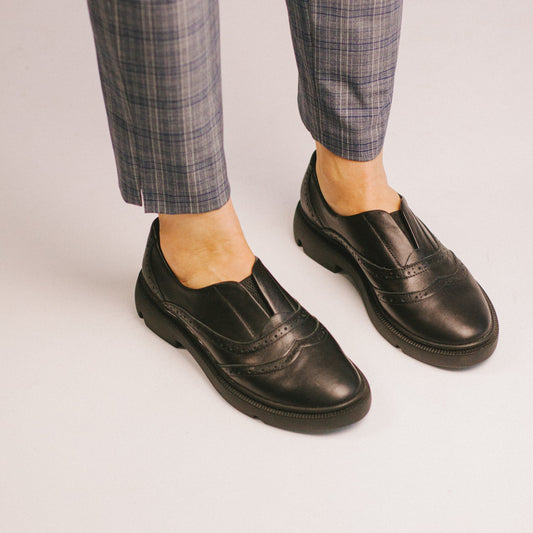 Women's Leather Oxford Platform Shoes