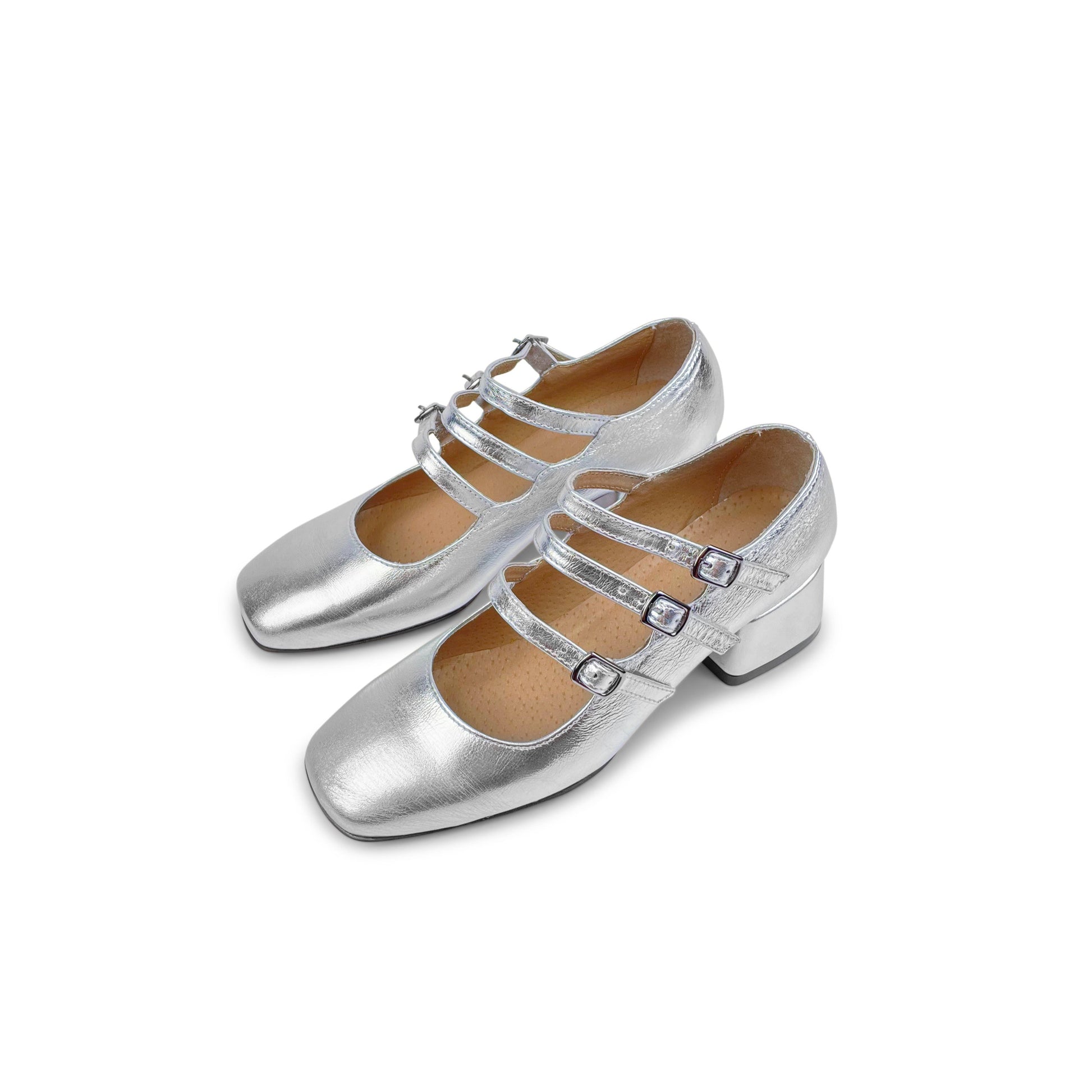 KINA silver leather Mary Janes pumps