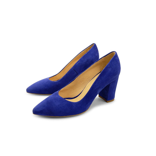Pointy Pumps Navy Blue Suede Heels
