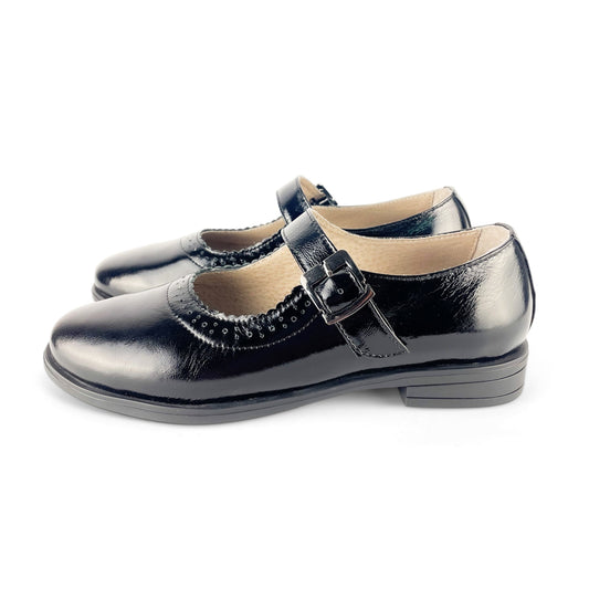 Women's Marry Jane Flat Black Patent Leather